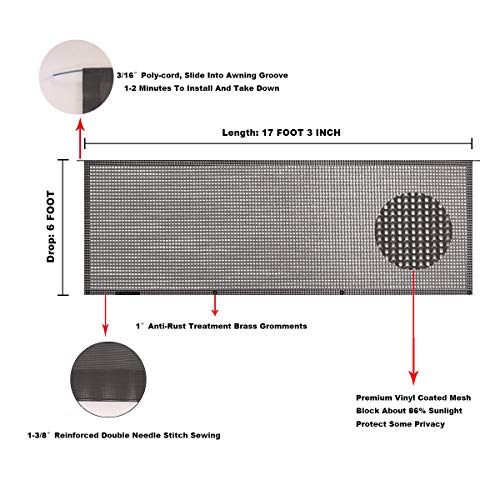 Image of RV Awning Mesh Sun Shade Screen for Motorhome Camper Trailer Sunshade