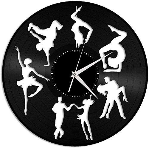 BBNNN Reloj de Pared con Registro de Vinilo Bailarina Silueta Reloj de Pared con Registro de Vinilo Amantes de la Bailarina decoración del hogar 12 Pulgadas