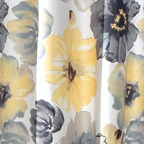 Lush Decor Leah Floral Shower Curtain, 72" W x 84" L, Yellow & Gray, Pretty Yellow Shower Curtain, Colorful Blooming Flowers - Image 3