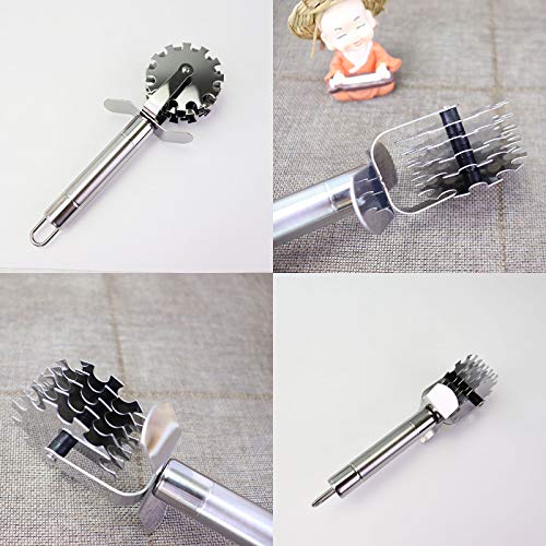 Wilsonzin Fleischklopfer Fleischroller Fleischstecher Fleischzartmacher Rostfreier Stahl Fleischstecher5 Runden Fleischrollen Zart Küchenwerkzeuge für Hühnchen Steak Tenderizer Nadeln Roller 2 Stück