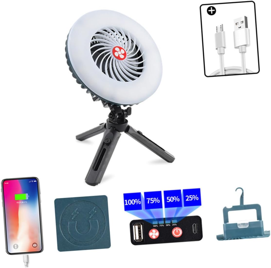 Mikikit Usb Rechargeable Hook and Bracket Multi-function Camping Lantern for Outdoor Activities Bright Led for Tents Hiking Fishing and Home Use