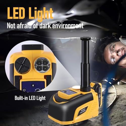 Image of EFFIROSO Battery Powered Electric Car Jack 5 Ton 18V Cordless Portable Automatic Tire Change Kit Emergency Repair Tire Tools for SUV Sedans Yellow