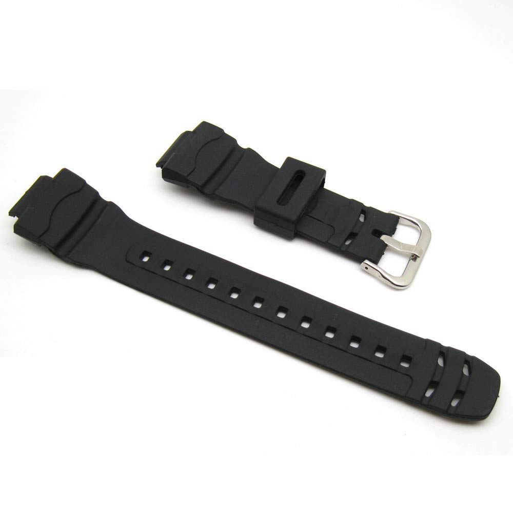 EwatchAccessories 16mm x 25mm Black PU Rubber Watch Band Strap with Silver Stainless Steel Buckle Clasp | Comfortable and Durable Material (B08L6T5QT5) Amazon Price History, Amazon Price Tracker