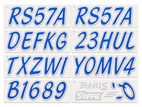 Image of Whipline Solid Blue /Silver 3 inch Alpha-Numeric Registration Identification Numbers Stickers Decals for Boats & Personal Watercraft