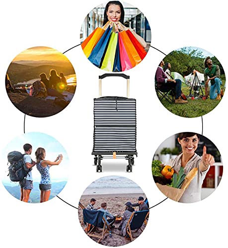 Einkaufstrolley, zusammenklappbar, Teleskopgriff, 4 drehbare Räder mit Bremssystem, wasserdichte Einkaufstaschen, Super… – Bild 6