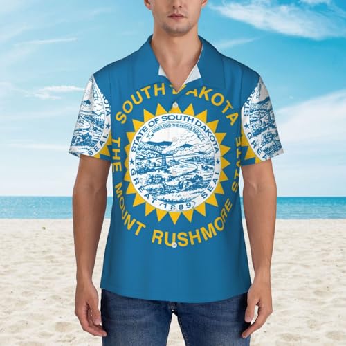 Chemise hawaïenne drapeau Dakota du Sud EdWal pour homme