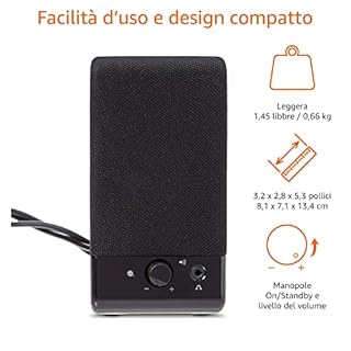 Amazon Basics altoparlanti per computer desktop o PC portatile, alimentazione tramite USB, Nero