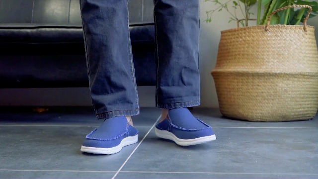 ?Men\'s Navy Smooth Patro Canvas Slip-On Comfortable Low Top Lightweight Fashion Solid Dark Navy Blue Canvas Shoes Mens, Casual Slip-on Shoes  main image 2