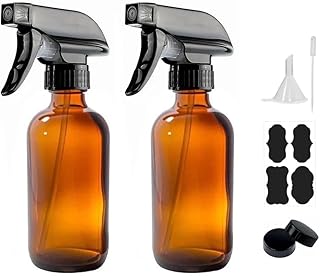 HAOERMEI 8 oz Amber Glass Spray Bottles - 2 Pack Refillable Empty Bottle for Cleaning Solutions, Essential Oils, Plants, H...