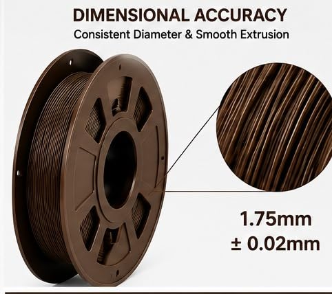 Image of PLA 3D Printer Filament 1.75mm, 1kg Spool (2.2 lbs) - UV /Heat /Weather Resistant, Strong Layer Bonding, Smooth Printing, Low Odor, Outdoor Functional Prototypes, FDM Compatible (Brown, 200 Gram)