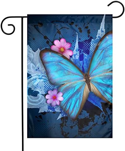 Abstract Art Blue Butterflies Garden Flags Home Indoor & Outdoor Welcome Decorations,Waterproof Polyester Yard Decorative for Game Family Party Banner