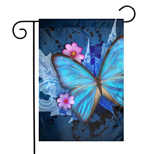 Abstract Art Blue Butterflies Garden Flags Home Indoor & Outdoor Welcome Decorations,Waterproof Polyester Yard Decorative For Game Family Party Banner #TOP1