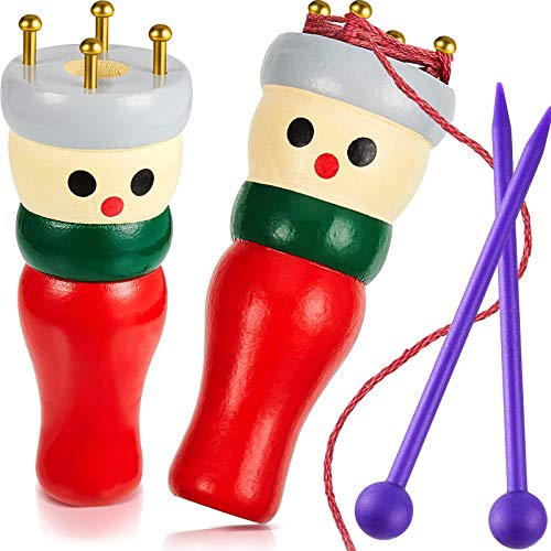 2 Set de Chariot à Tricoter Tricoteuse en Bois Française Première Tricoteur de Bobine à Tricot Pratique pour Enfants Adultes
