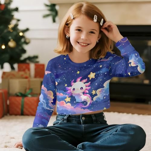 Cropped Tops for Girls 5-14Y Long Sleeve Tees Shirts Trendy Dance Sweatshirts Sportwear Machine Washable3