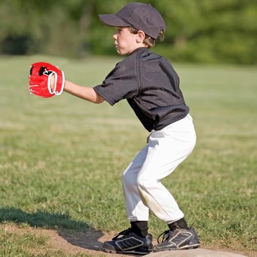 Aodaer 2 Pack T Ball Sets Baseball Glove and Ball Set for Teenager Easy Catch, Yard Lawn Game, Baseball Play - Black and Red