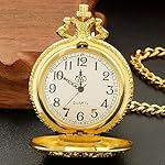 Gold Shield Men's Quartz Pocket Watch with Chain - Arabic Numeral Digital Scale - Image 4