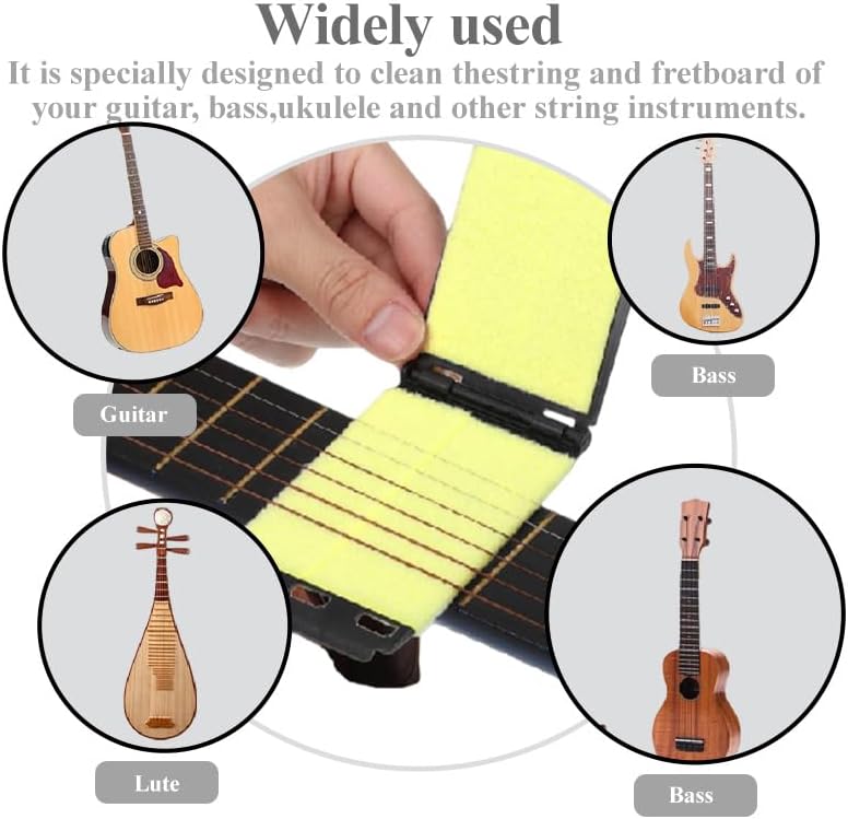 Fret Floss Guitar String Cleaner, String Instrument Cleaning Maintenance Care Accessories,Fretboard Cleaner Cloth for Bass Ukulele Guitars
