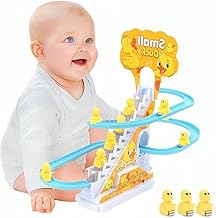 Umadiya® Ducks Slide Toys for Kids - Ducks Chasing Race Slide Game Set - Small Ducks Stair Climbing Toys for Kids, Escalator Toy with Lights and Music - 3 Duck Included (Ducks Slide)