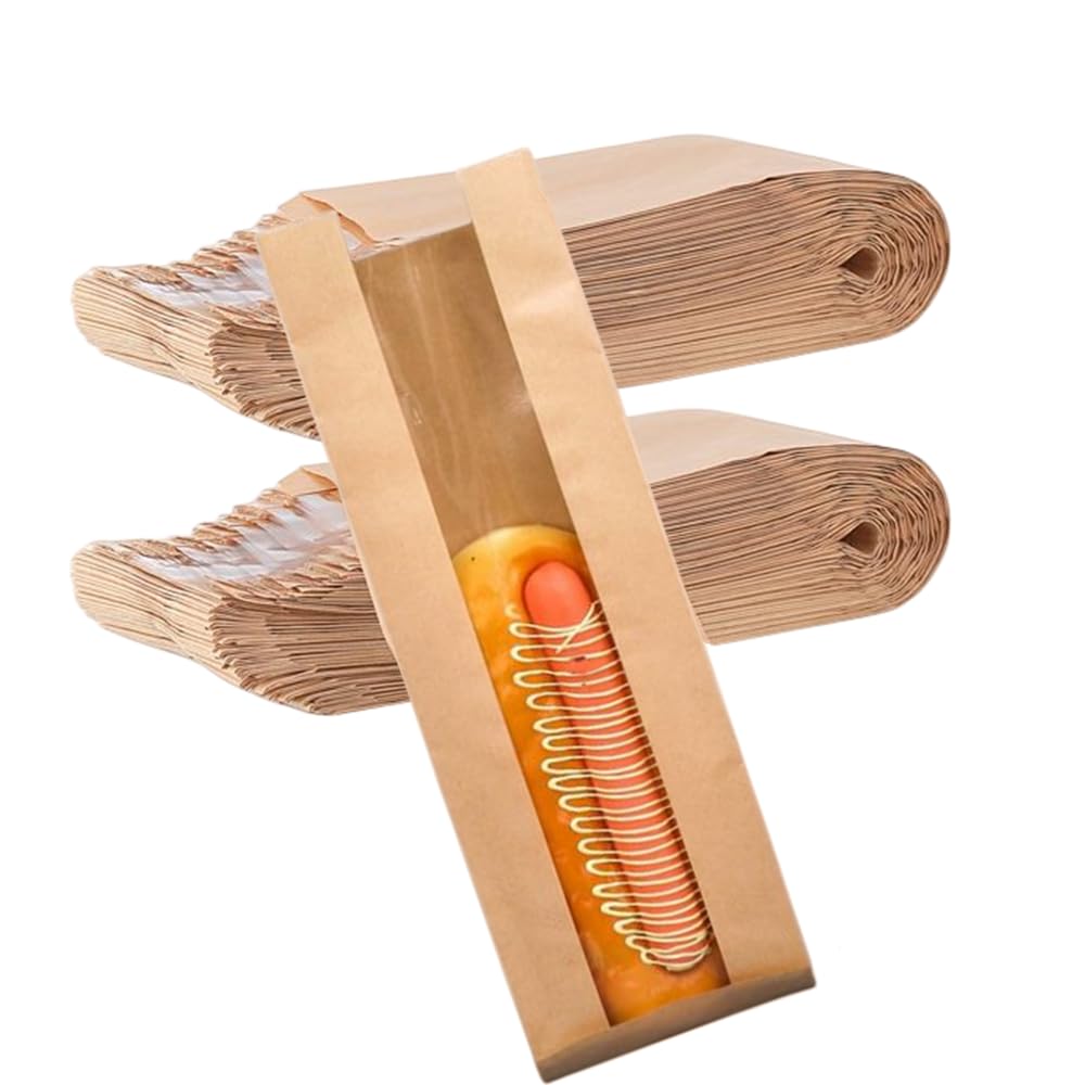 50 Pcs Paper Hot Dog Bags,Oil-resistant food bag,Used for parties, carnivals to keep calories in foods like pepperoni, Brats, pies, etc.