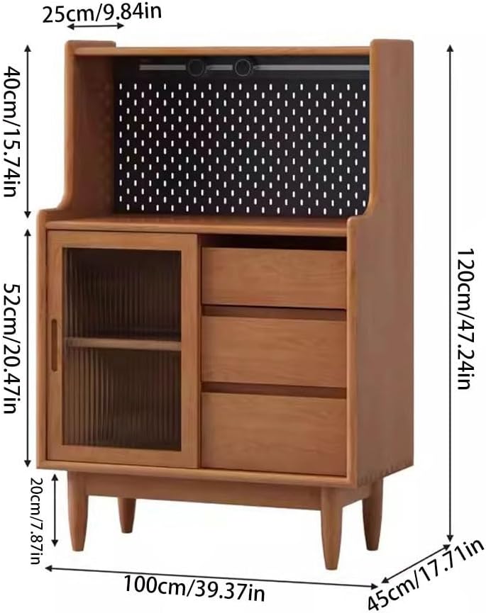 Sideboard Cabinet Modern Simple Solid Wood Dining Sideboard Household Small Tea Cabinet Hole Board Storage Cabinet Sideboard Cabinet with Drawers
