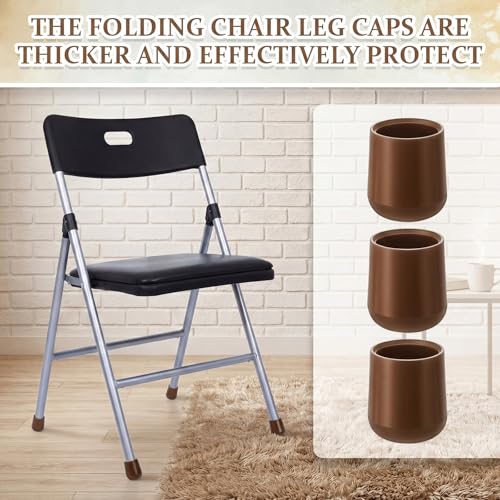 Image of Jetec 300 Pcs Brown Folding Chair Leg Caps, 7 /8 Inch Round Protectors | Heavy-duty Plastic Glides, Non-marring Floor Protectors for Hardwood Tile Floors, Replacement Feet Tips, Round Tube Fit