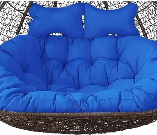 Cojín para Silla Colgante Tipo Huevo con reposacabezas Ajustable, Lavable, Grueso y Doble, para Exterior (Q)