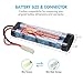 Tenergy Airsoft Battery 9.6V 1600mAh NiMH Flat Battery Pack and Charger w/Mini Tamiya Connector Compatible with MP5, Scar, M249, M240B, M60, G36, M14, RPK, PKM