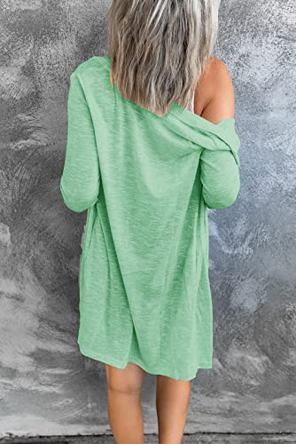 Merokeety Women's Open Front Lightweight Cardigan Long Sleeve Button Down Loose Outwear, Mint, M #TOP3