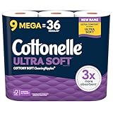 Cottonelle Ultra Soft Toilet Paper, 9 Mega Rolls = 36 Regular Rolls, Packaging May Vary