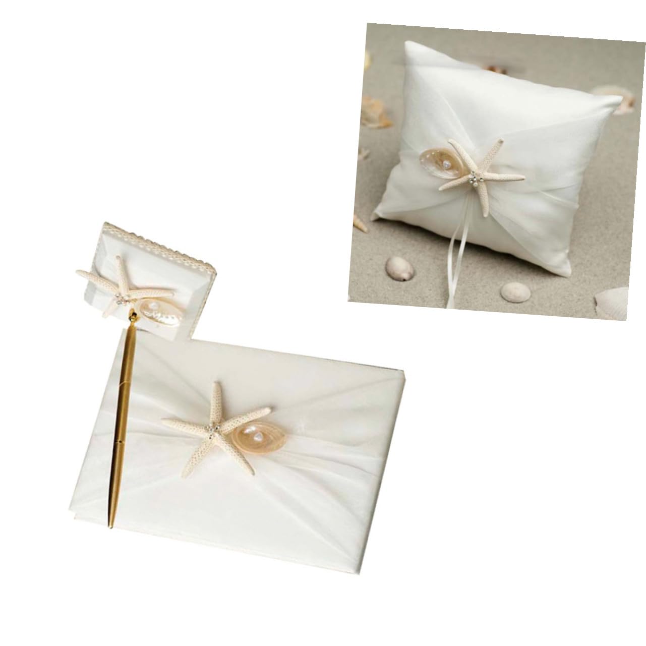 Gadpiparty Quaderno degli Ospiti con Funzione Registrazione Presenze e Messaggi Stile Spiaggia Bianco Elegante per Cerimonia di Fidanzamento e Matrimonio
