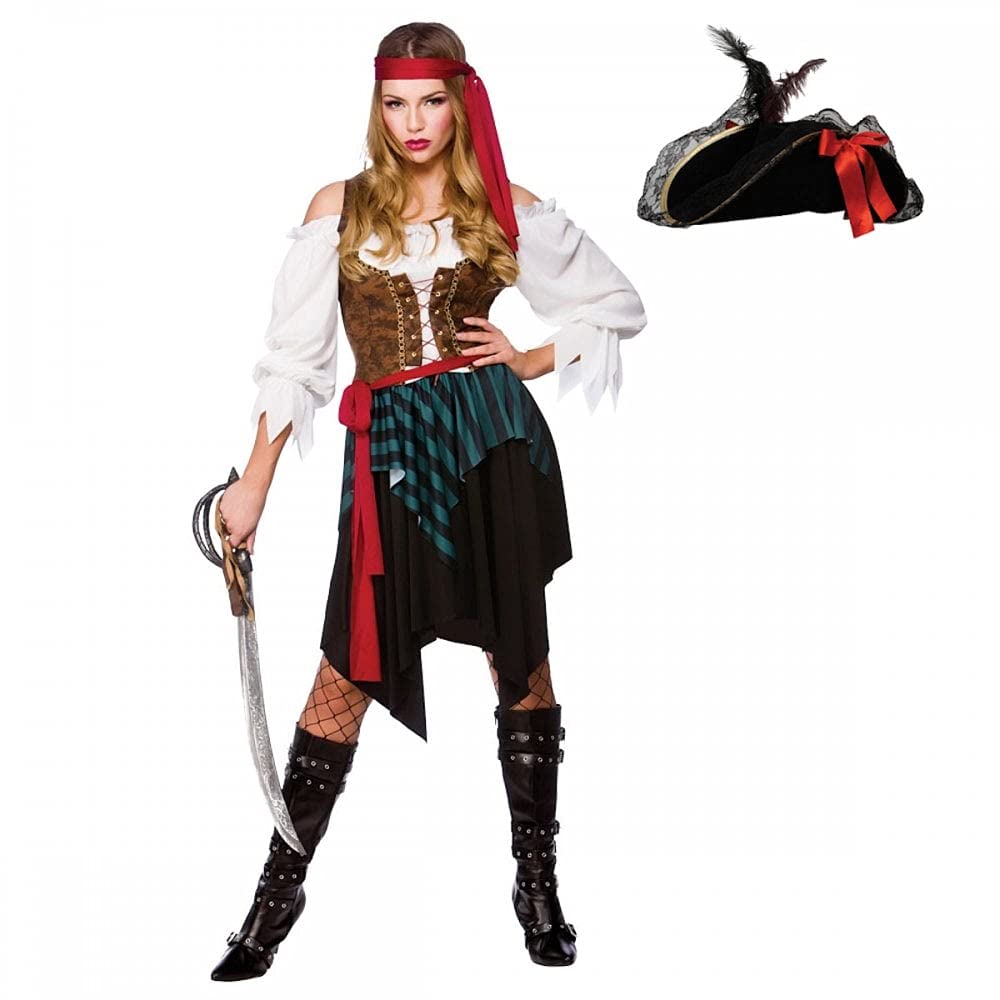 A2zfd Ladies Caribbean Pirate Woman Fancy Dress Costume Super