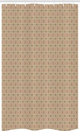 ABAKUHAUS Ethnique Rideau de Douche Stalle, Forme géométrique Style mosaïque, Ensemble de Salle de Bain en Tissu en Crochets, 120 x 180 cm, Bleu Rose