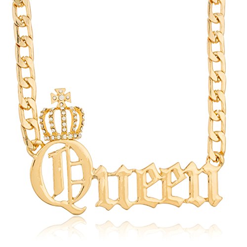 JOTW Goldtone 'Crown The Queen' Pendant with an 15 Inch Chain Necklace (B-2789) JOTW Goldtone 'Crown The Queen' Pendant with an 15 Inch Chain Necklace (B-2789)