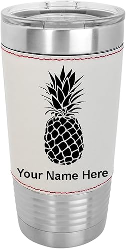 Miniatura 9 de LaserGram 20oz Vacuum Insulated Tumbler Mug Pineapple Personalized Engraving Included Faux Leather Gray