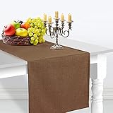 MeYuxg Camino de mesa color café, 48 x 160 cm, camino de mesa decorativo de lino, mantel de mesa, lavable, antimanchas, decoración de mesa