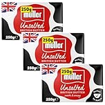 Mullers British Unsalted butter, baking butter (3x250g)