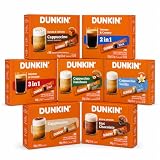 DUNKIN' Coffee STICKS Instant Kaffee XXL-Bundle (7x20er Pack, 140 Sticks) – Kaffeesticks Probierpaket mit Classic 2in1 & 3in1, Cappuccino (Karamell, Haselnuss, Vanilla) & Hot Chocolate