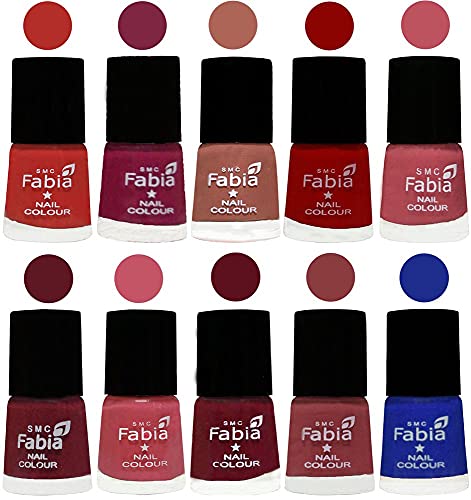 Image of SMC Fabia ALL IN ONE (PACK OF 10), Long Lasting Glossy Nail Polish, 6 ml Each, All Vibrant Colours,02388