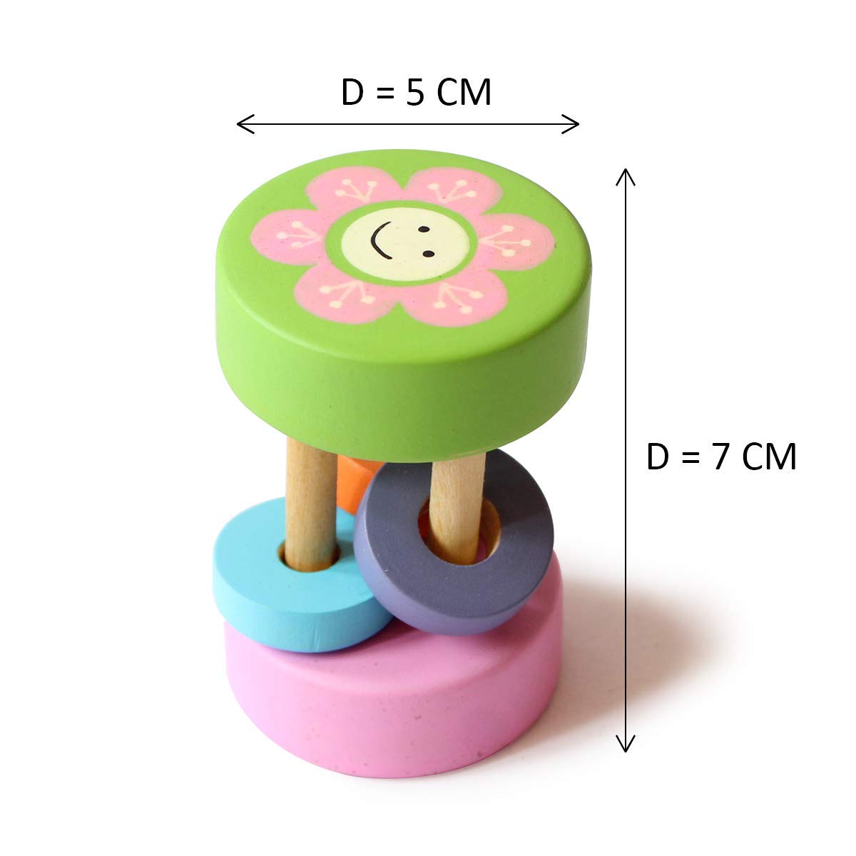 Shumee Wooden Eco Friendly Sunny Rattle Toy Months Multi
