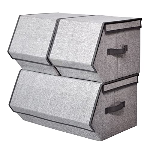 収納ボックス 収納ケース スタッキングボックス 積み重ね可能 折りたたみ マグネットフロント収納ボックス フタ付き ファブリック 取っ手付き ストレージボックス 衣類収納 書類収納 おもちゃ収納 小物入れ 雑貨収納 三点セット