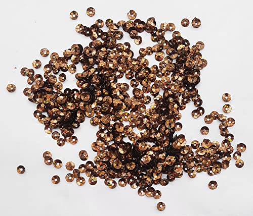 Image of eshoppee 200 gm, 2 mm Brown Color Round Shape Sequins Sitara, for Jewellery Making Embroidery Material Art and Craft DIY kit, Glitter Sequince Beads (17, 200 gm)