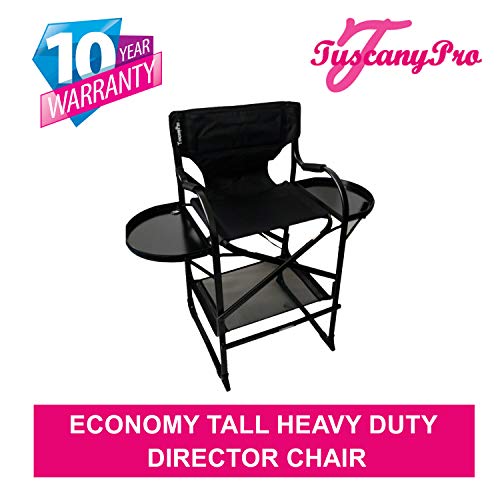 Tuscany Pro Economy Tall Heavy Duty Director Chair - Perfect for Expos, Meetings, Shows, Counters - Italian Design - Adjustable Seat Height - Carry Bag Included