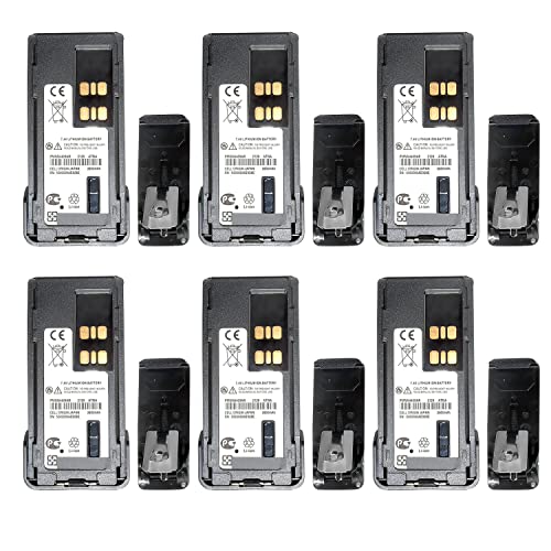 (6PCS) PMNN4491A Battery Replacement [Upgraded] for Motorola PMNN4409 PMNN4491 PMNN4491B PMNN4448 PMNN4448AR PMNN4409AR PMNN4407 NNTN8560A PMNN4493 PMNN4493A PMNN4493B Battery with Belt Clip