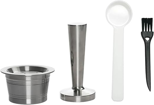 Compatible for K-fee Compatible for Starbucks Verismo Compatible for ALDI Expresso Capsule Refillable Coffee Capsule in Stainless Steel Reusable Pods1PCS Pod and 1PCS Tamper
