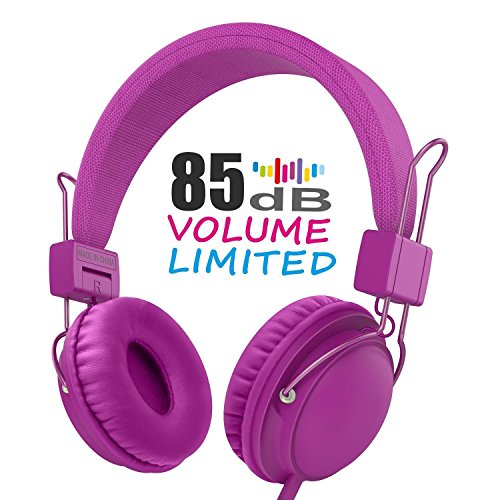 AILIHEN Wired Kids Headphones Volume Limited SharePort, Children Headphones Microphone Girls Boys Toddlers (Purple)