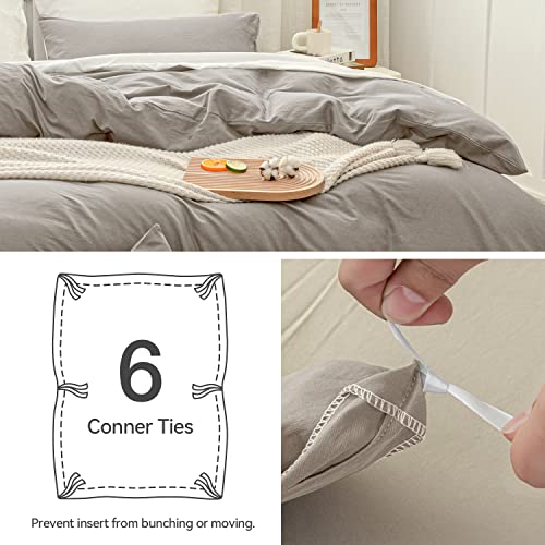 Jellymoni Linen Grey 100% Washed Cotton Linen Like Textured Duvet Cover Set, 3 Pieces Ultra Soft Bedding Set With Zipper Closure. Solid Color Pattern Duvet Cover King Size (No Comforter) #TOP4