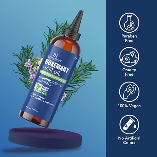 Image of Botanic Hearth Rosemary Oil for Hair Growth - 4 Fl oz | Enriched with Biotin, Castor & Jojoba | Hair Relaxers & Dry Scalp Treatment | Color Safe | Suitable For All Hair Types