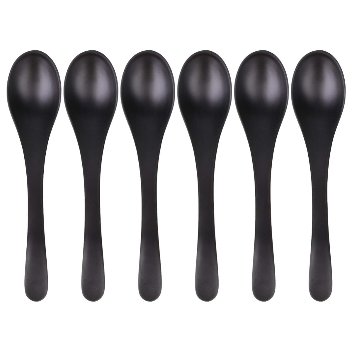 Alipis 6Pcs Black Matte Soup Spoon Imitation Porcelain for Home Dining for Miso Tableware Hassle Cleanup
