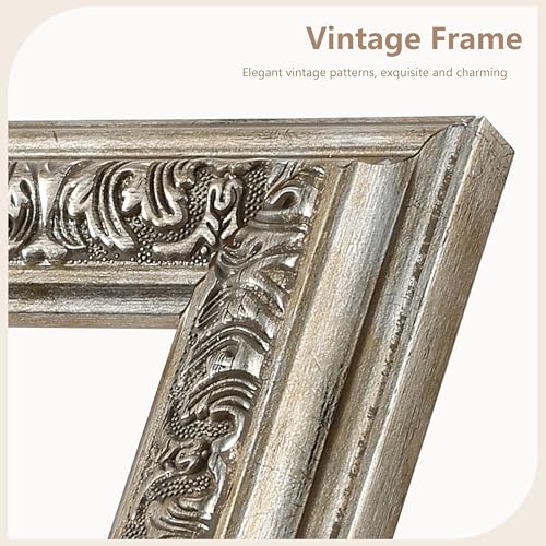 Image of VIOLABBEY 5x7 Silver Picture Frame, Vintage Photo Frames Ornate without Mat | Antique Photo Frame, Wall Hanging or Tabletop Display, HD Plexiglass, Wall Decor