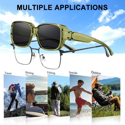 Image of HAOLOTA Polarized Sunglasses Over Glasses Women Wrap-Around Glasses Small Shapes Driving Fishing UV400 Protection